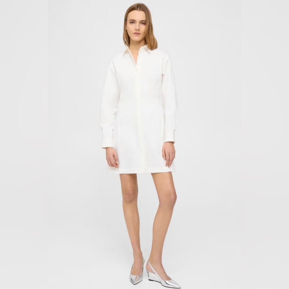 Theory Mini Shirt Dress in Stretch Cotton- most flattering shirt-dress ever!